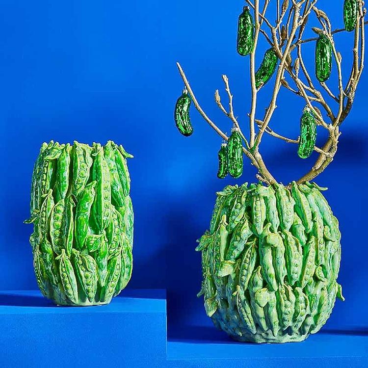 Зелёная широкая ваза Стручки гороха Peapod Green Vase Wide