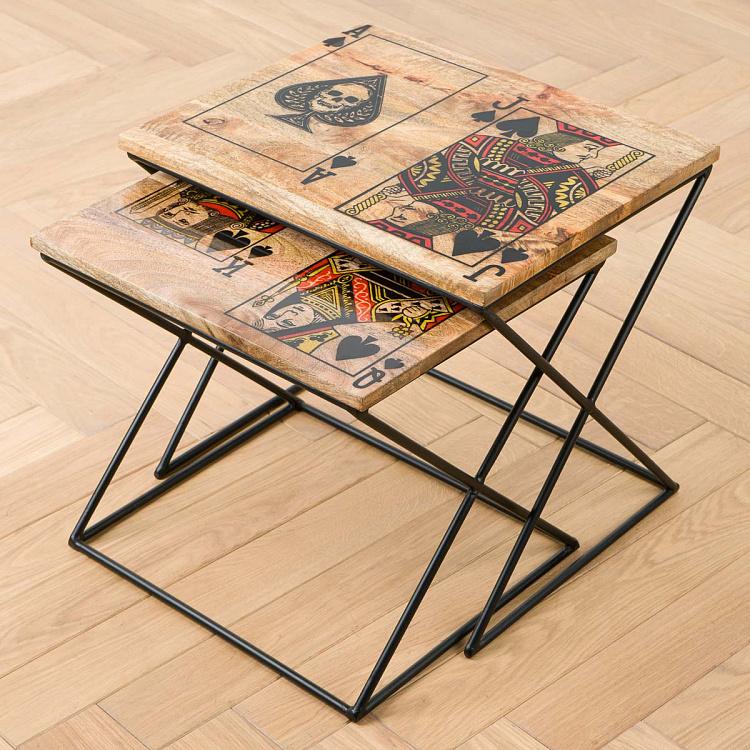 Комплект из двух столиков Карты Set Of 2 Card Game Nesting Tables