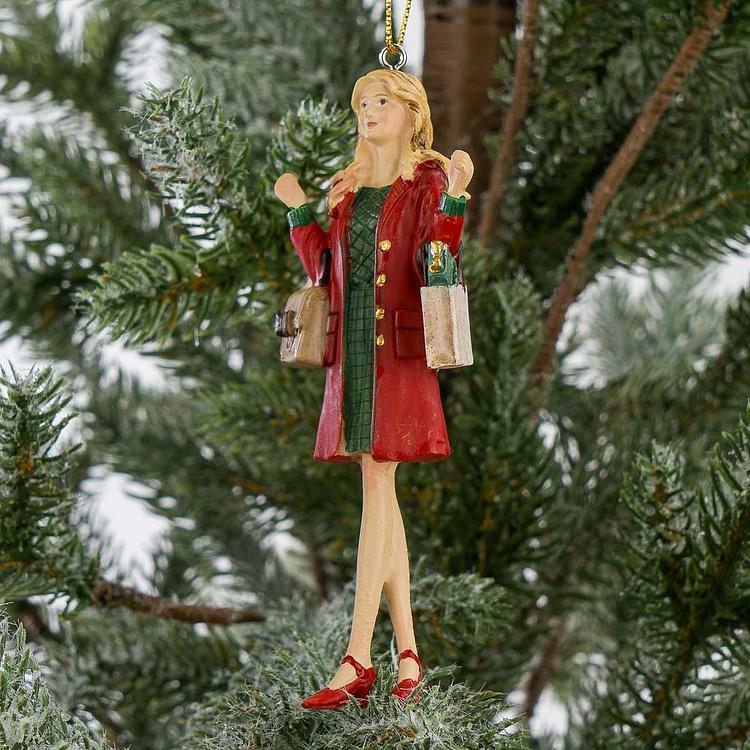 Набор из двух ёлочных игрушек Леди с покупками Set Of 2 Xmas Shopping Ladies 11,5 cm