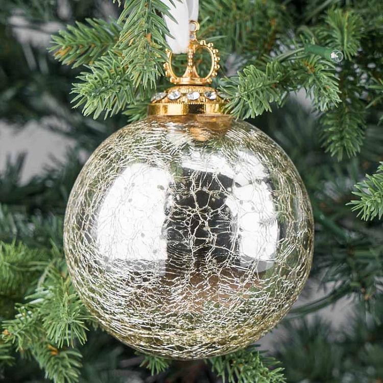 Ёлочная игрушка Золотистый стеклянный состаренный шар, L Aged Glass Ball Gold 13 cm