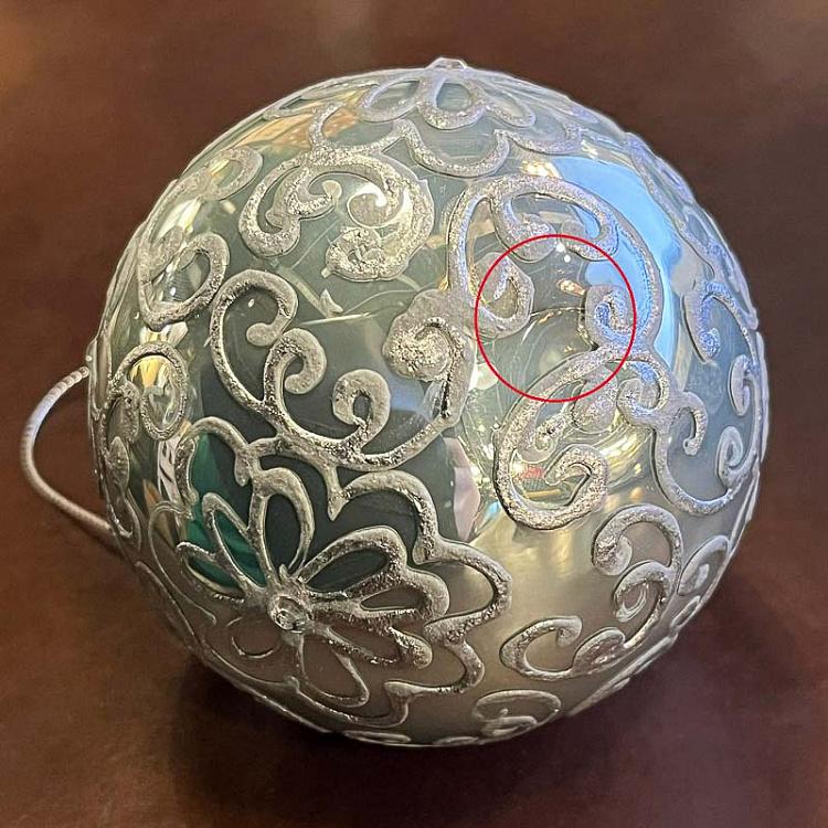 Ёлочная игрушка Серый шар с цветочным узором дисконт Floral Pattern Ball Grey 8 cm discount