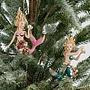 Набор из 2-х ёлочных игрушек Set Of 2 Pearl Botanica Mermaids Pink Blue 9,5 cm