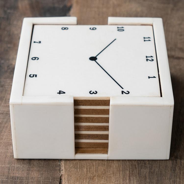 Набор из шести подставок под стаканы в футляре Часы Set Of 6 Coasters Clock In Case