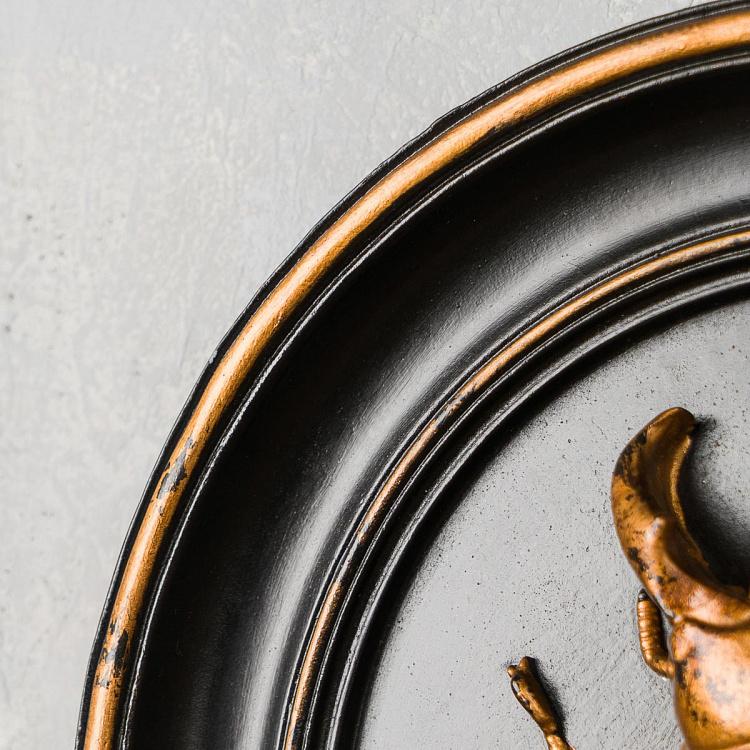 Настенное украшение Жук-олень золотой на чёрном Beetle In Frame Black And Gold