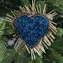 Ёлочная игрушка Bead Embroidery Heart Blue 13 cm