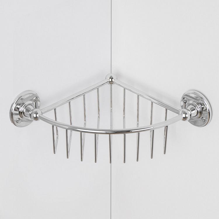 Угловая полка-решётка цвета хром, L Shelf Basket Corner Chrome Large