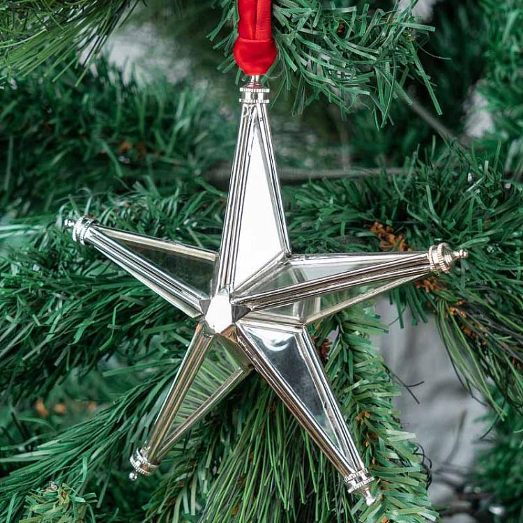 Ёлочная игрушка Звезда c зеркальными гранями, S Small Hanging Star With Mirrors Faces 12 cm