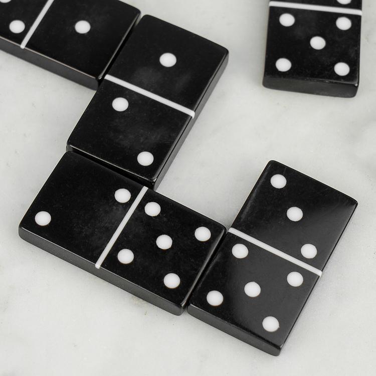 Чёрное Домино в шкатулке из дерева акации Black Domino In Acacia Box