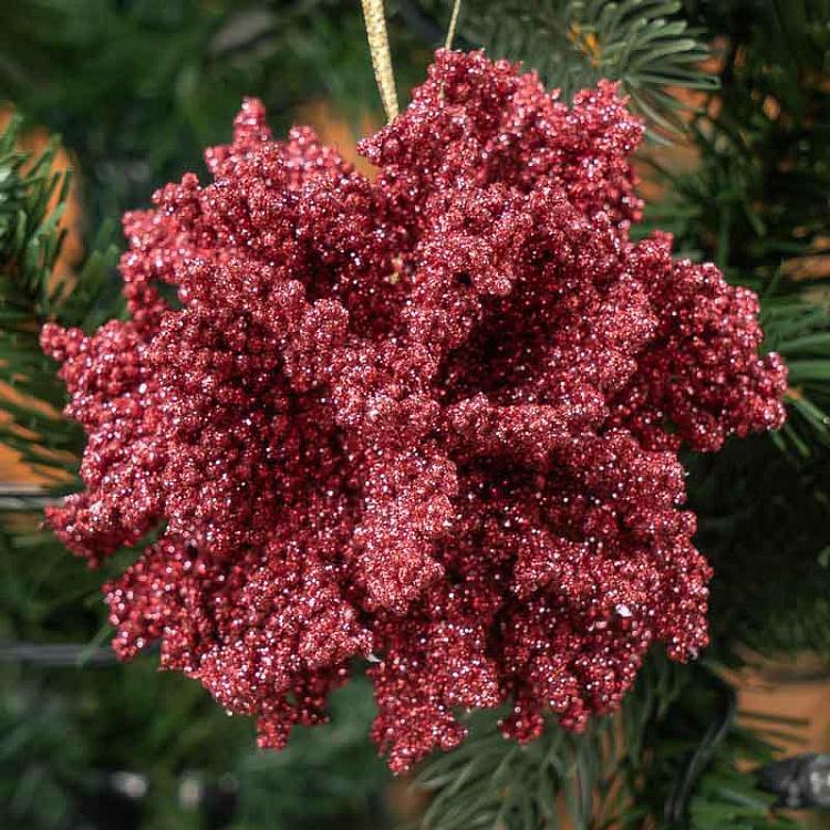 Набор из двух ёлочных игрушек Кораллы в блёстках Set Of 2 Glitter Coral Balls Pink/Gold 10 cm