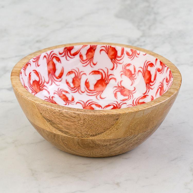 Пиала из дерева манго Крабы, M Crabes Mango Wood Bowl Medium