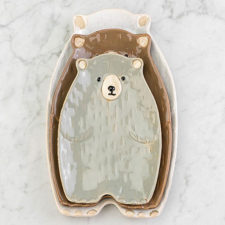 Набор из трёх сервировочных блюд Медведи Set Of 3 Bear Dishes