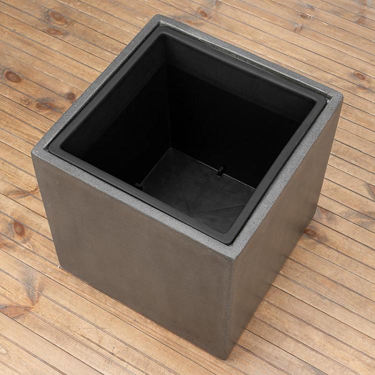 Кашпо Эффектори бетонный куб тёмно-серый  Effectory Beton Cube Pot Dark Gray