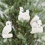 Набор из 3-х ёлочных игрушек Set Of 3 Snow Furry Deer Owl Squirrel White 12 cm