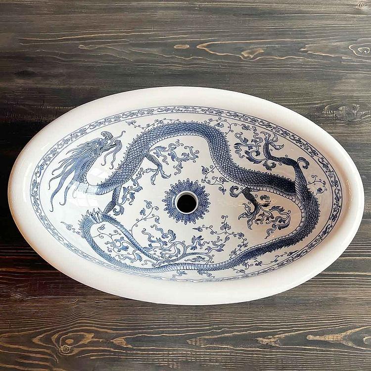 Встраиваемая раковина с рисунком Империал Блу Imperial Blue Oval Wash Basin