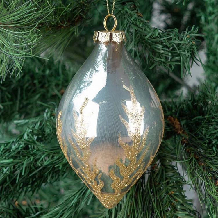 Ёлочная игрушка Серебристый шар с коралловым узором 2 Glass Glitter Coral Ball 2 Silver 10 cm