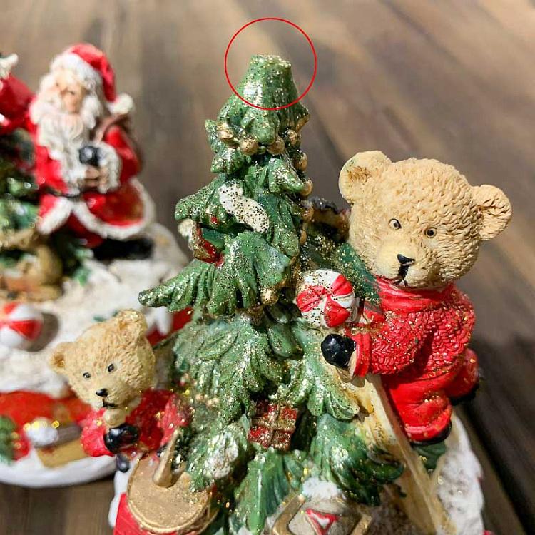 Набор из двух музыкальных статуэток Мишка и Санта дисконт Set Of 2 Music Boxes Bear And Santa 16 cm discount