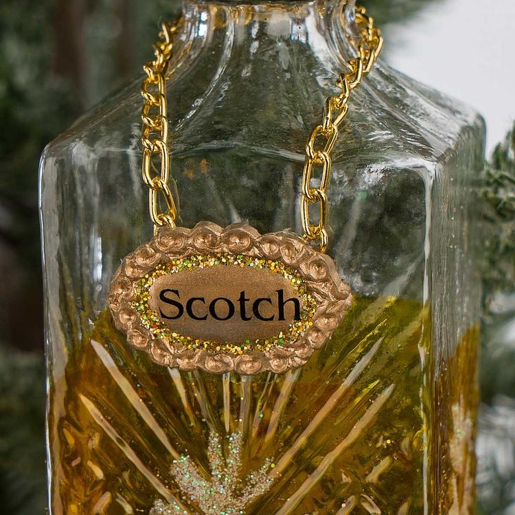Набор из двух ёлочных игрушек Шотландский виски и водка Set Of 2 Glass Scotch Whisky Vodka Bottles Gold 14 cm