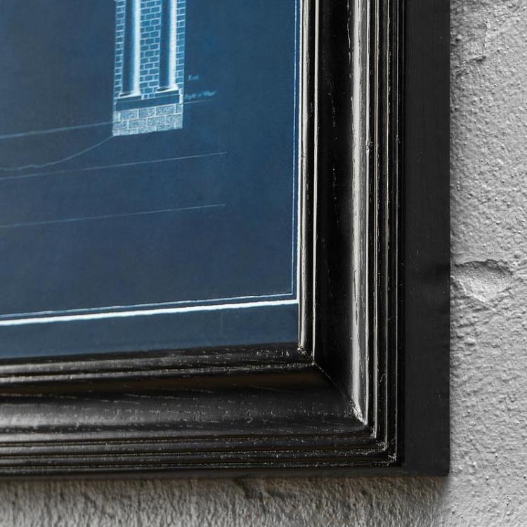 Картина-принт Лондонский мост с синим фоном, L Architectural London Bridge Blue Print Large