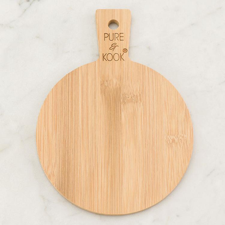 Круглая разделочная доска с ручкой Round Bamboo Board With Handle