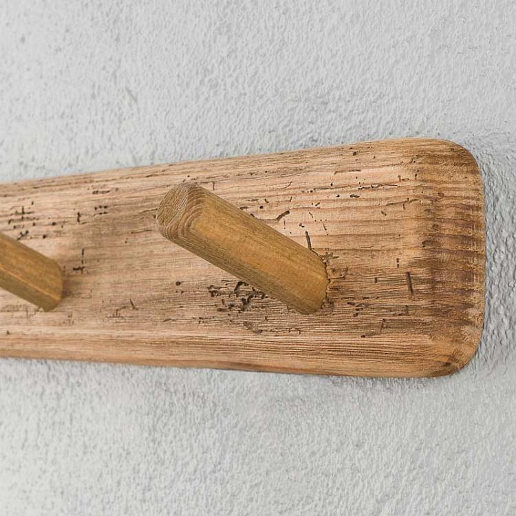 Четырёхместная деревянная настенная вешалка Rustic Wooden Coat Rack 4 Hooks