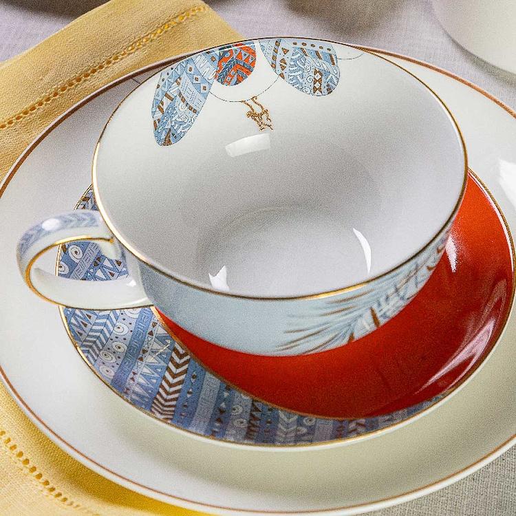 Чайная пара с деревом на кружке Африка Africa Tea Cup And Saucer Tree Blue