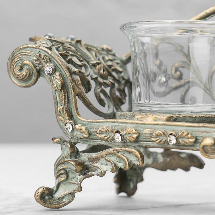 Металлический подсвечник для трёх свечей Диван Glass Metal Antique 3 Votive On Sofa Chair Gold