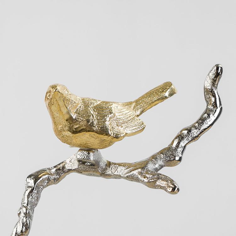 Двухуровневая сервировочная подставка с птицами и золотистым стеклом Atelier 2 Tier Plates Gold