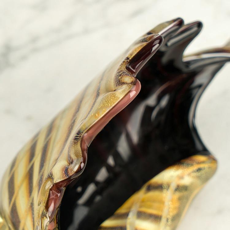 Пресс-папье Стеклянная коричнево-жёлтая ракушка Shell Glass Paperweight Brown