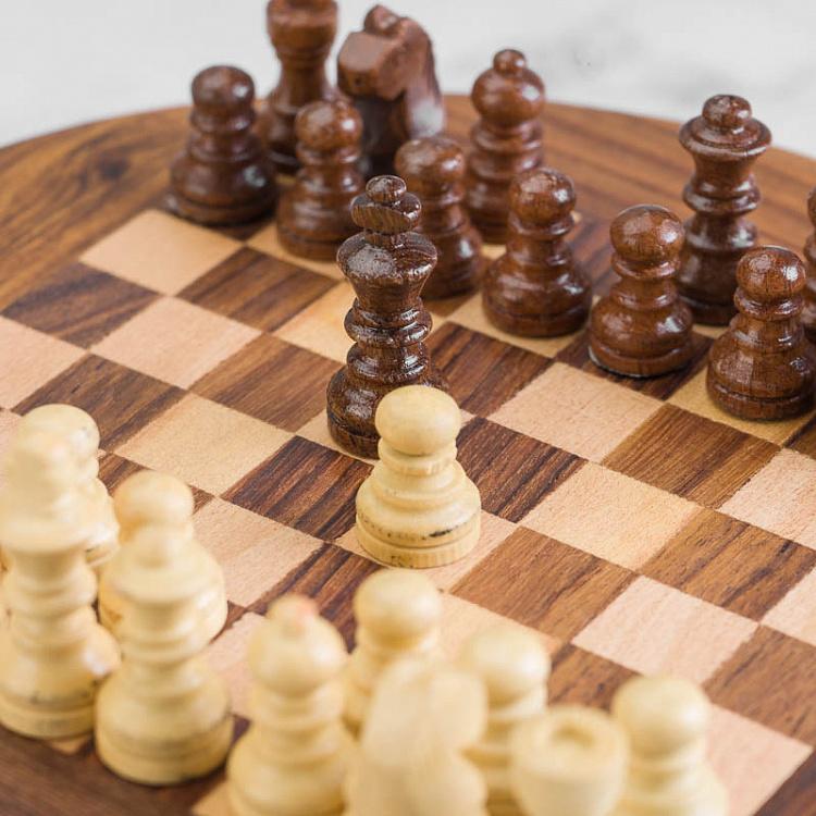 Настольная игра Шахматы в деревянном ящике Chess Game In Round Wooden Box