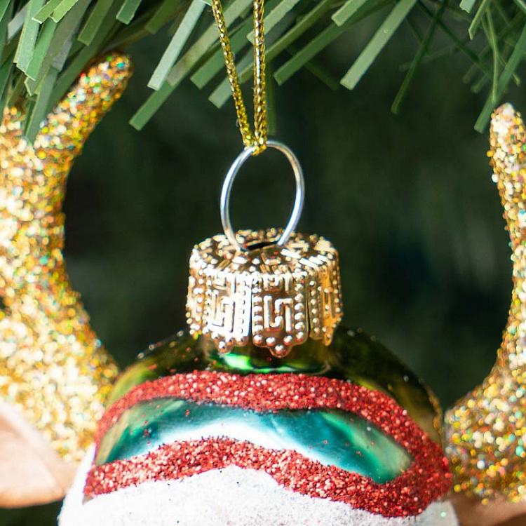 Ёлочная игрушка Олень с лыжами 2 Glass Hanger Ski Elk 2 18 cm