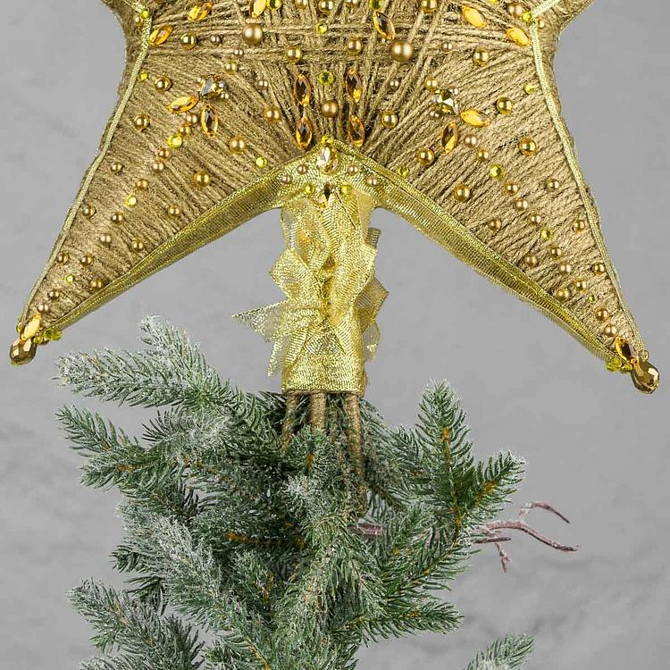 Верхушка на ёлку Золотая звезда со стразами Star Tree Topper Gold With Rhinestones 49 cm