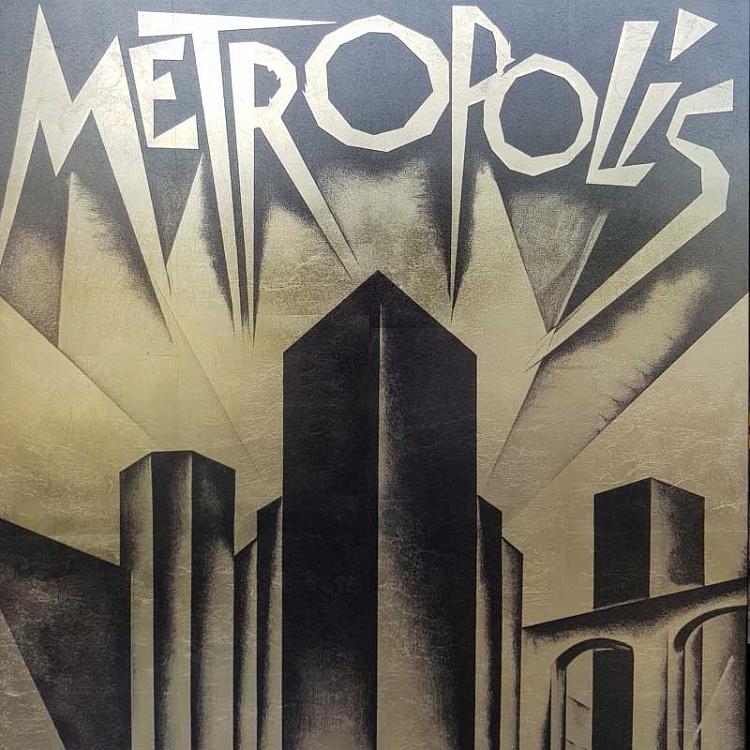 Картина с золотой поталью и текстом Метрополис, L Metropolis Gold Text Large