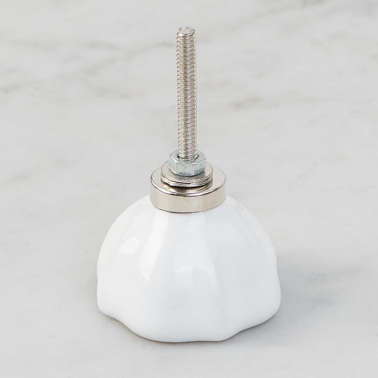 Керамическая мебельная ручка с кракелюром Четырёхлистник синий Cracked Glass Quatrefoil Gold Ceramic Knob Blue