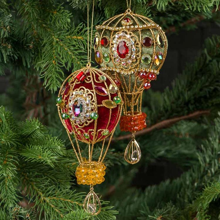 Набор из двух ёлочных игрушек Воздушные шары Set Of 2 Hot Air Balloons 17 cm