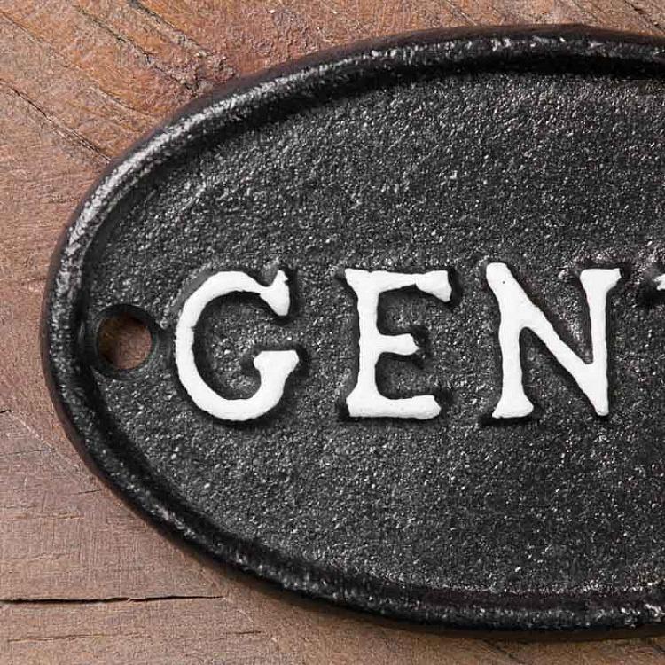 Овальная металлическая табличка Джентльмены Plaque De Porte Ovale En Metal Gents