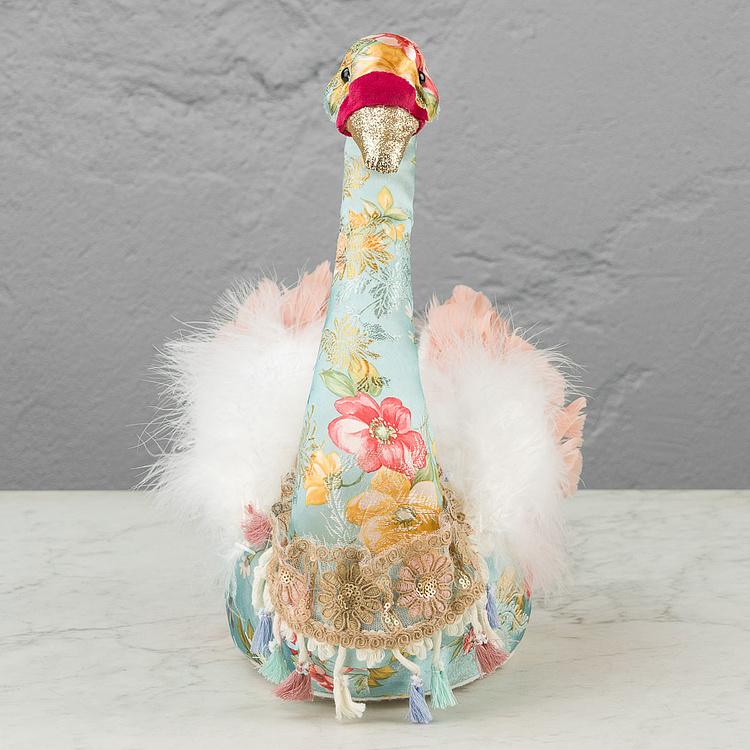 Статуэтка Лебедь с цветочным узором и перьями Swan With Floral Print And Feathers