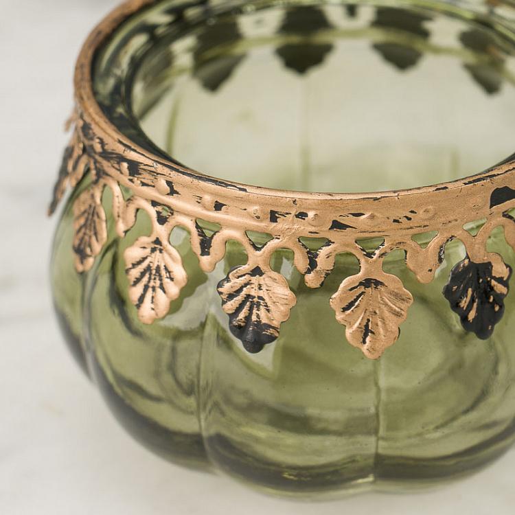 Круглый стеклянный подсвечник Антик Glass Metal Antique Round Votive