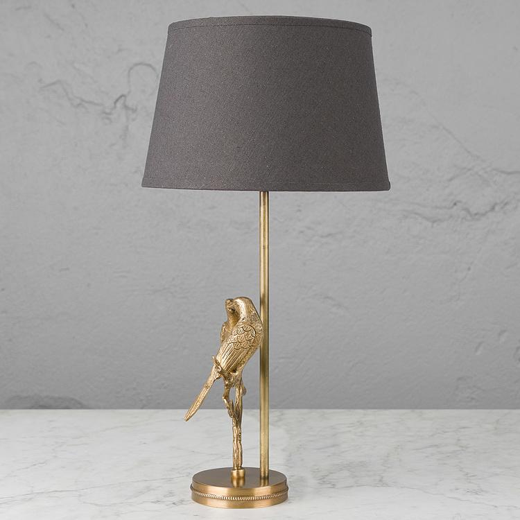 Настольная лампа с серым абажуром Две птицы Table Lamp With Gray Shade Two Birds