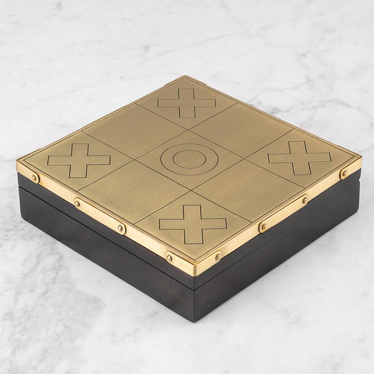 Настольная игра Крестики-нолики в шкатулке с металлической крышкой OXO Game Silvered Lid