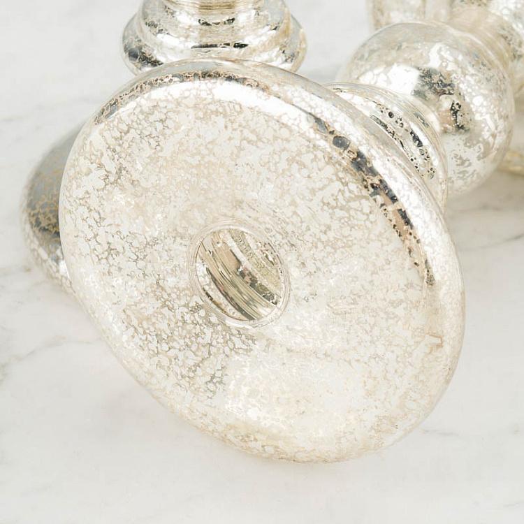 Набор из трёх подсвечников цвета шампань Set Of 3 Glass Antique Candle Holder Silver Champagne