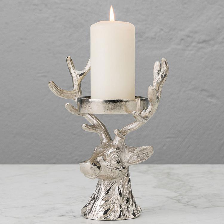 Подсвечник на одну свечу Олень Candle Stand Deer Silver
