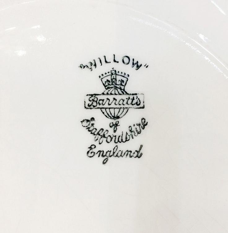 Винтажная тарелка белая с голубым мотивом 21, M Vintage Plate Blue White Medium 21