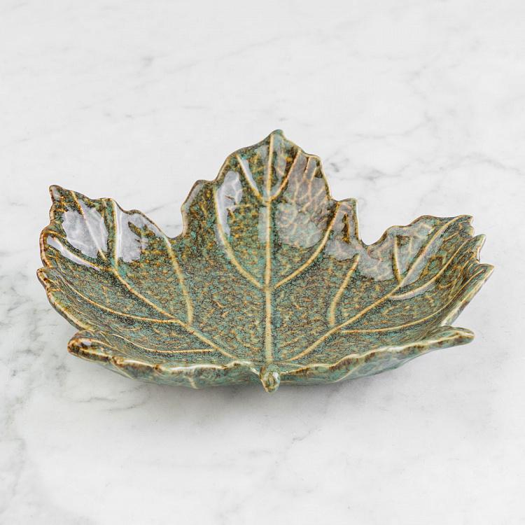 Керамическое сервировочное блюдо Зелёный лист Ceramic Green Leaf Dish