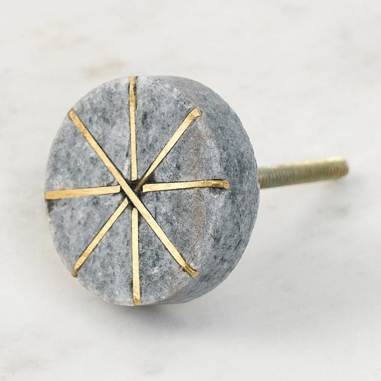 Мебельная ручка из серого камня Чакра Chakra Stone Brass Knob Grey