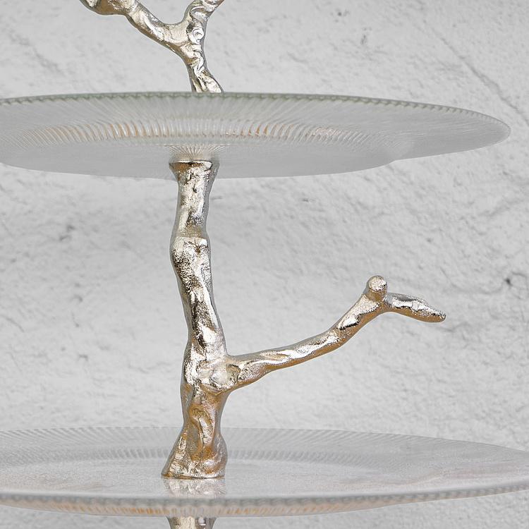 Двухуровневая сервировочная подставка с птицами Atelier 2 Tier Plates Clear