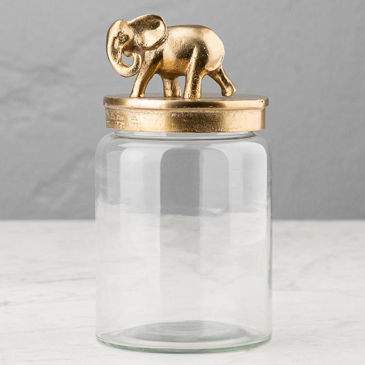 Ёмкость для хранения Золотой слон Decorative Jar With Elephant Figure Gold