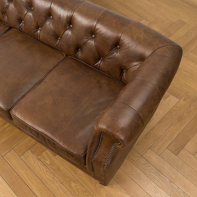 Трёхместный диван Парламент, красно-коричневые ножки Parlament 3 Seater, Red Brown Wood D
