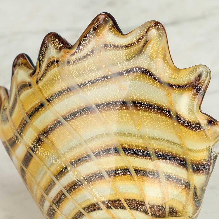 Пресс-папье Стеклянная коричнево-жёлтая ракушка Shell Glass Paperweight Brown