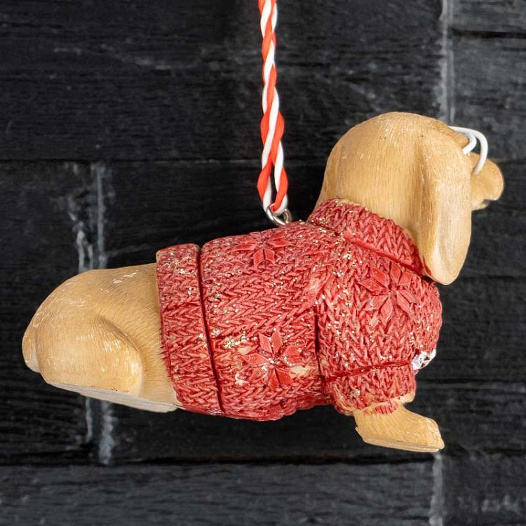 Ёлочная игрушка Такса в очках Dachshund With Glasses 5,5 cm