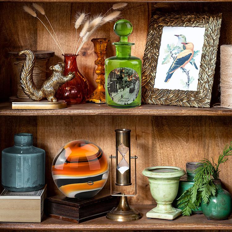 Широкая голубая керамическая мини-ваза Бутыль Bottle Vase Aqua Blue Wide